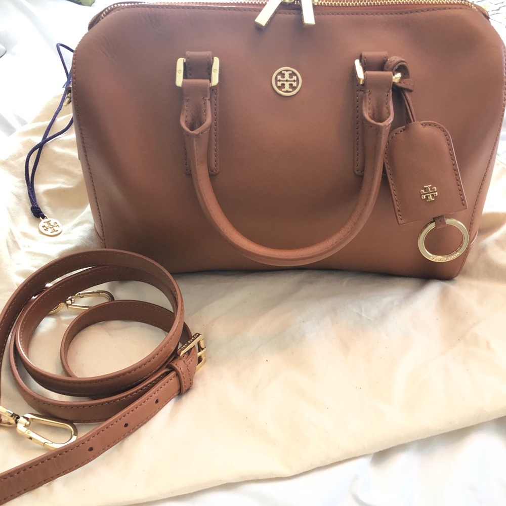 SOLD Tory Burch Caramel Satchel with Crossbody